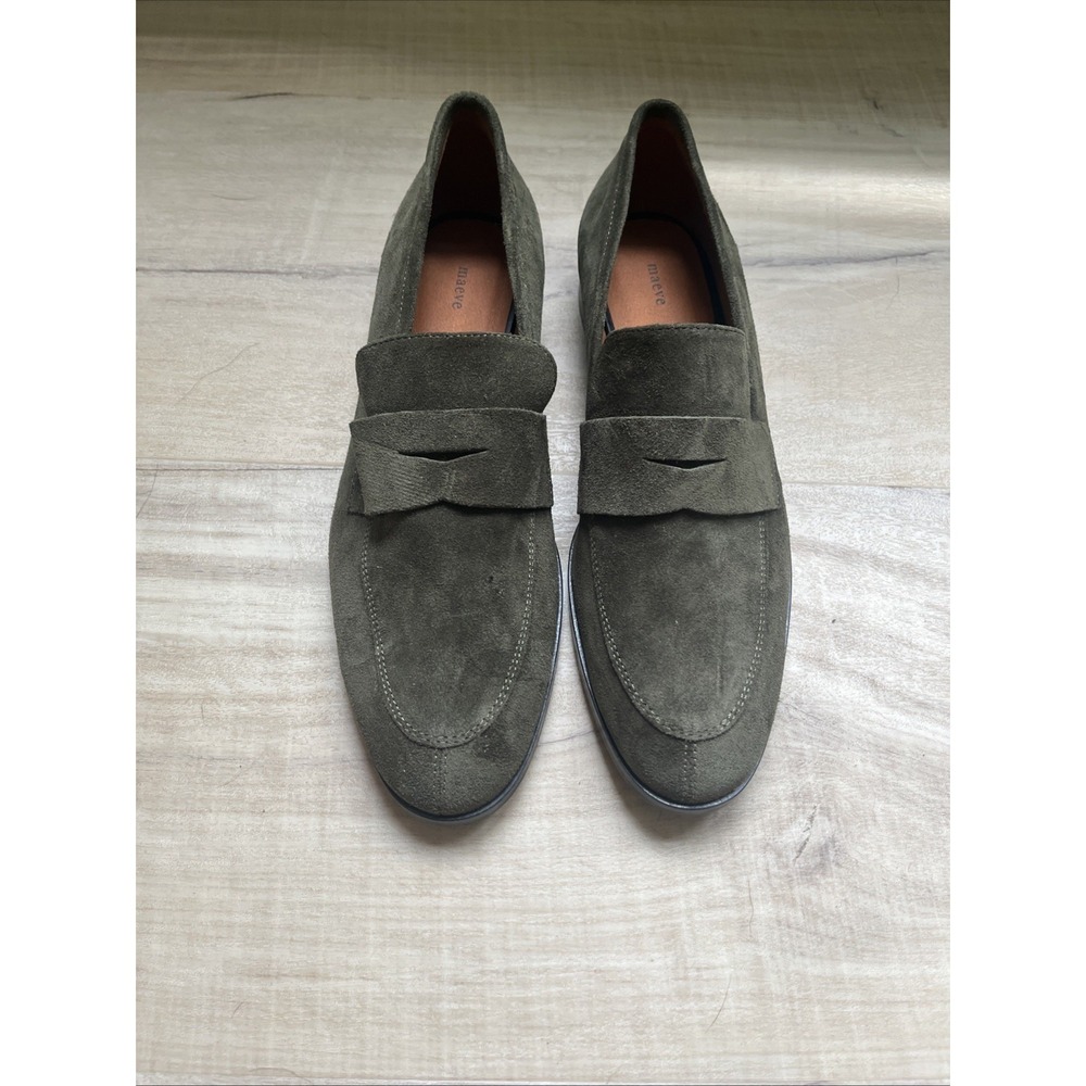 Maeve Anthropologie Suede Classic Loafer Size 39/8.5 Green Classic, Preppy